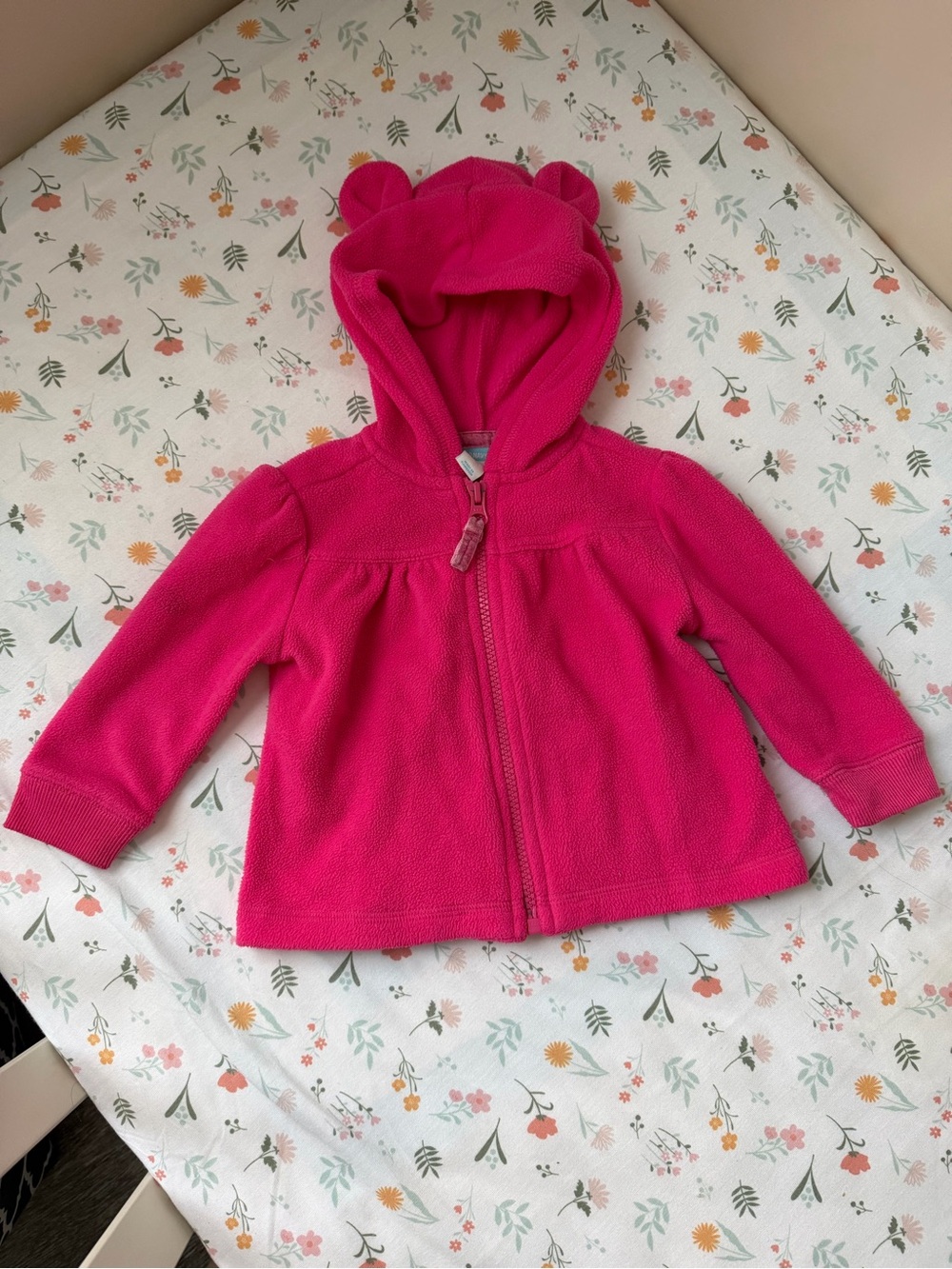 Toddler Hot Pink Hooded Zip-Up Fleece Jacket with Ears